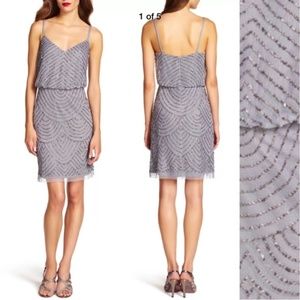 New Adrianna Papell beaded blouson Art Deco Dress